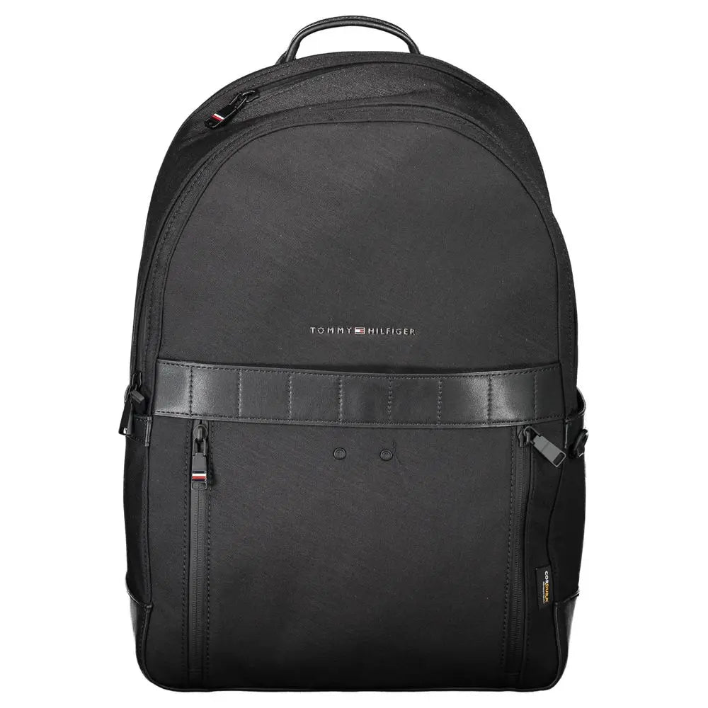 Black Nylon Men Backpack Tommy Hilfiger