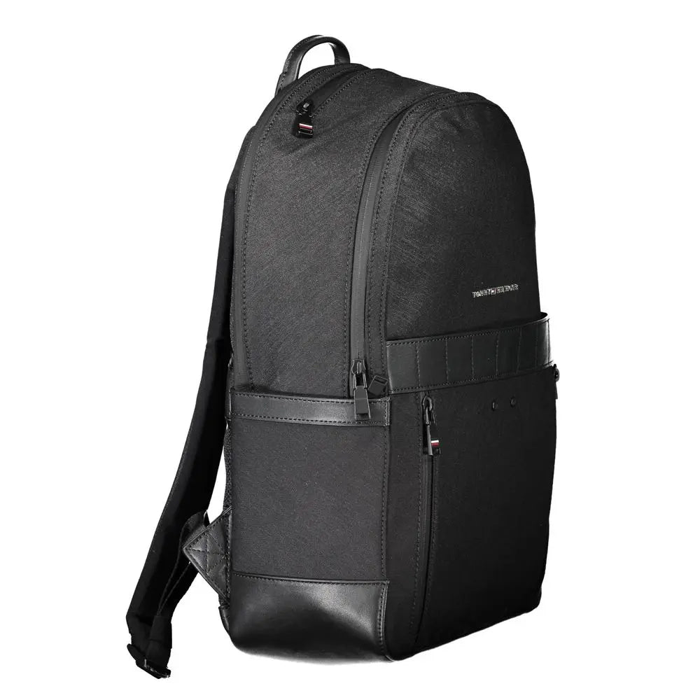 Black Nylon Men Backpack Tommy Hilfiger