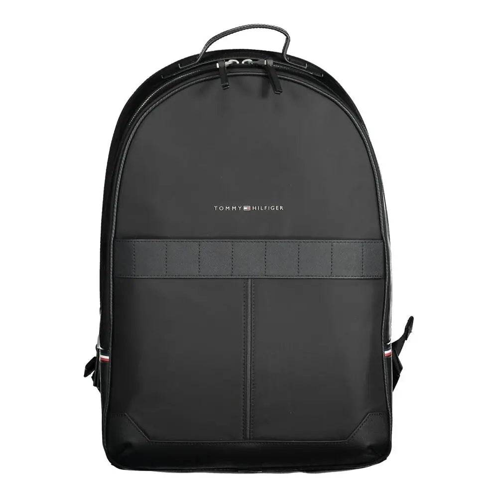 Black Polyester Men Backpack Tommy Hilfiger