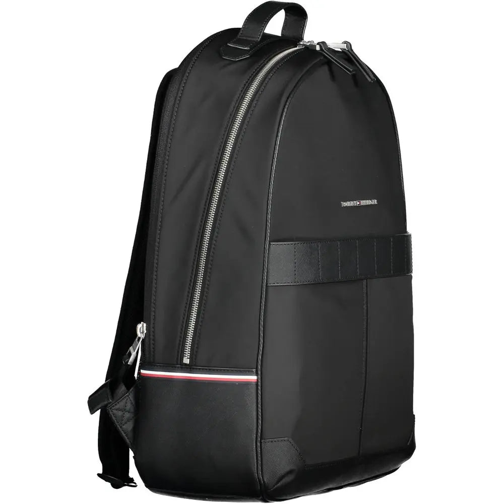 Black Polyester Men Backpack Tommy Hilfiger