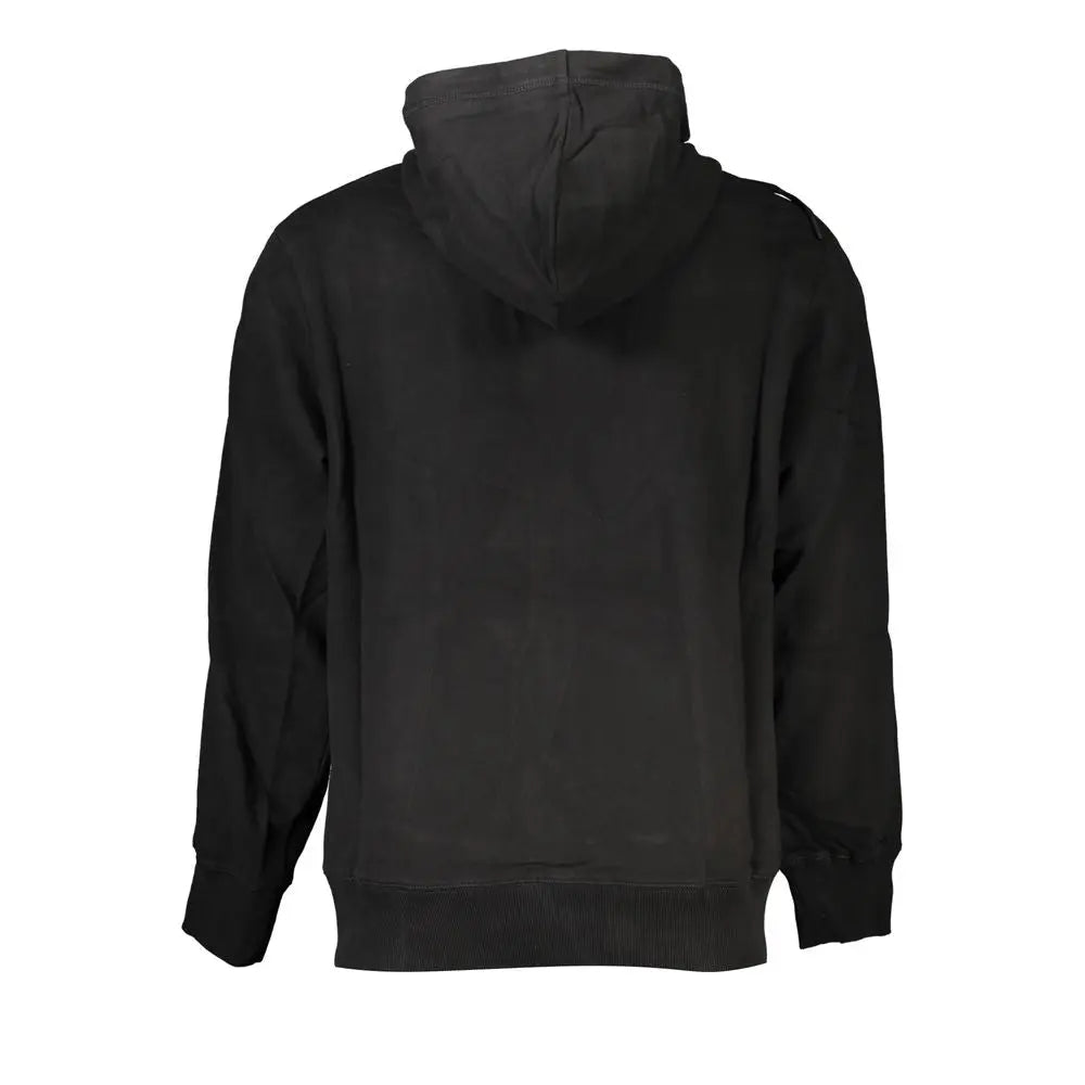 Black Cotton Men Sweater with Hood and Pockets Calvin Klein