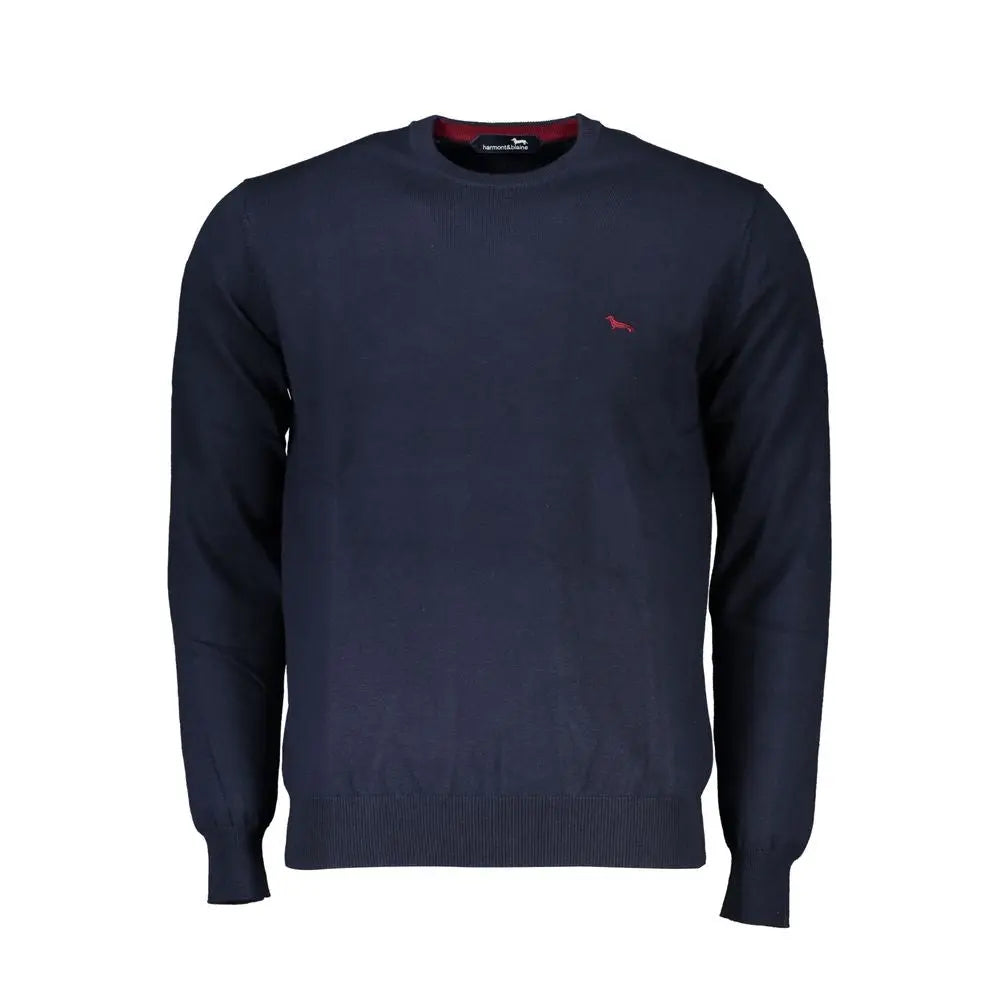 Crew Neck Embroidered Blue Sweater Harmont & Blaine
