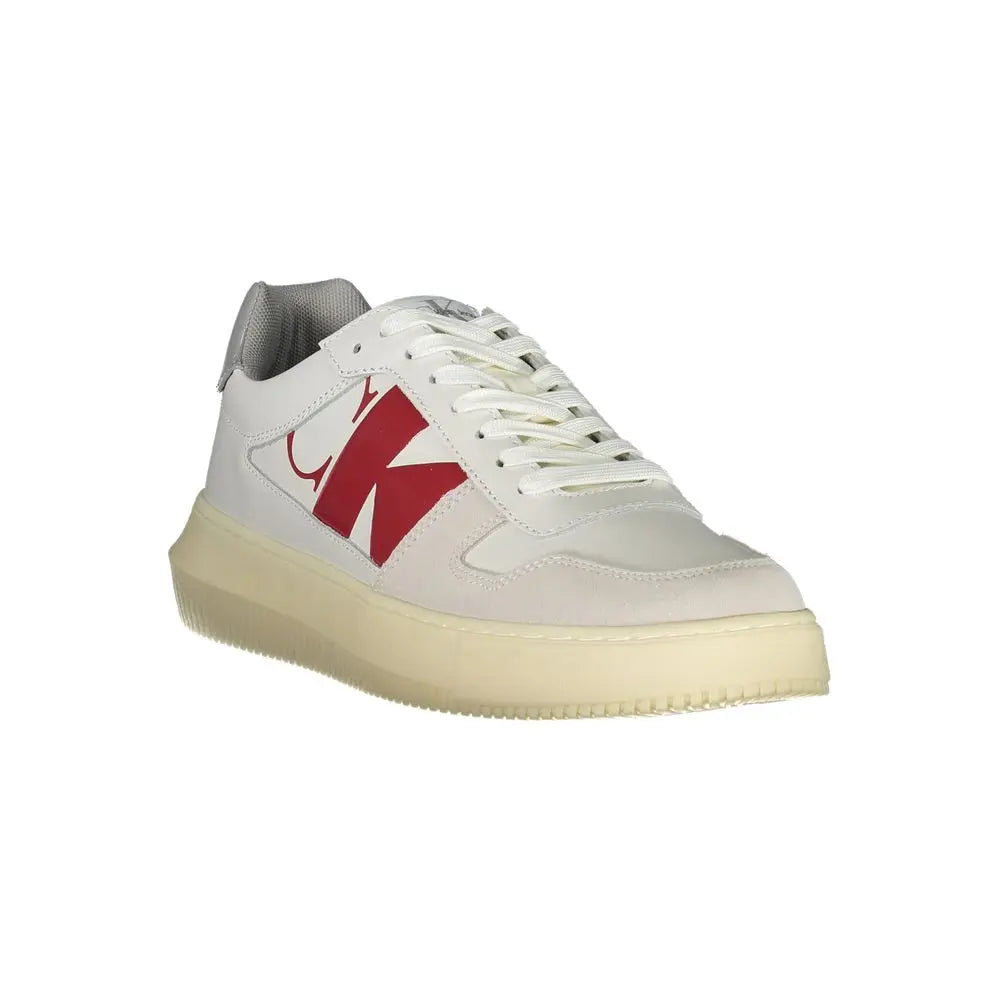 Sleek White Lace-Up Sneakers with Contrast Details Calvin Klein