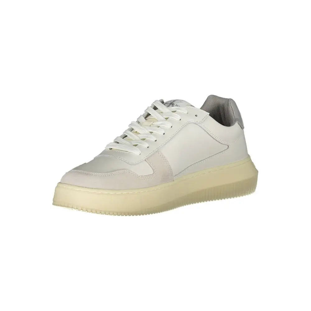 Sleek White Lace-Up Sneakers with Contrast Details Calvin Klein