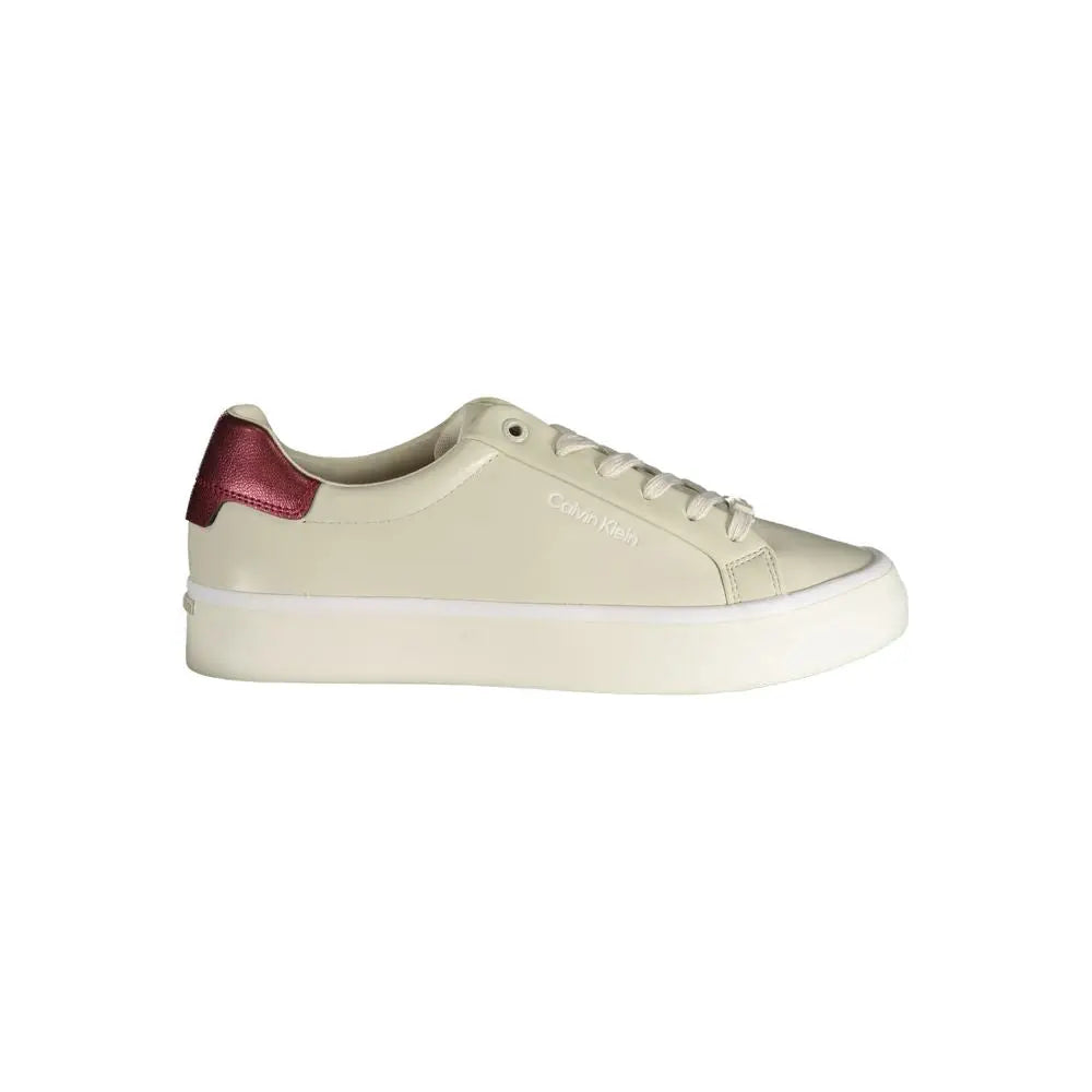 Beige Leather Women Sneaker Calvin Klein