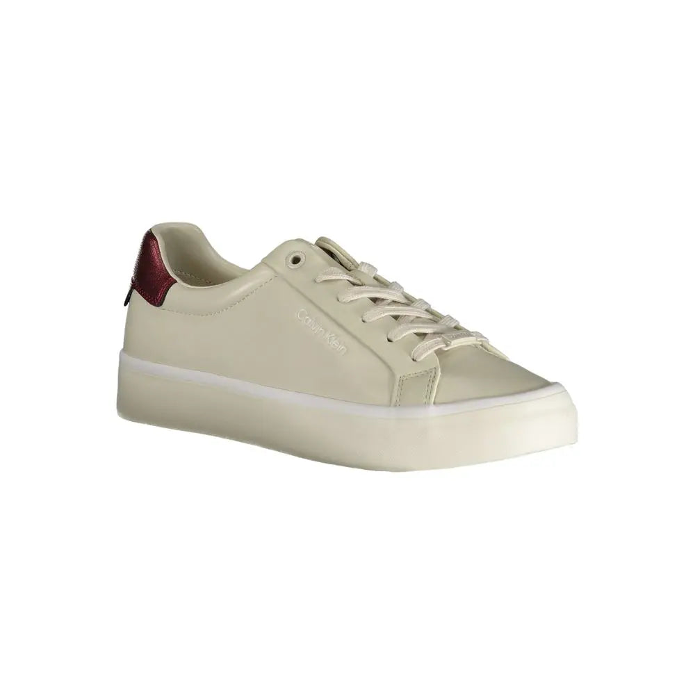 Beige Leather Women Sneaker Calvin Klein