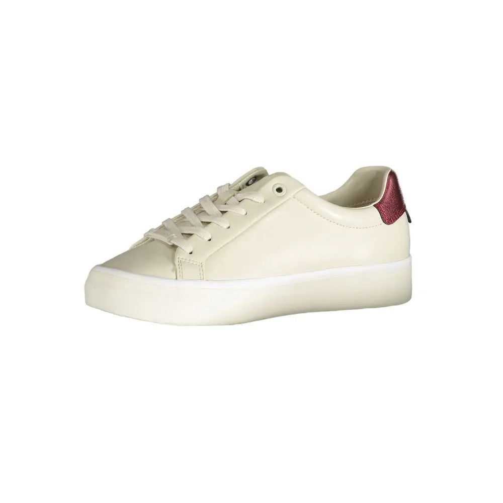 Beige Leather Women Sneaker Calvin Klein