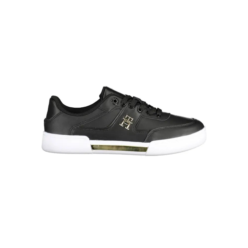 Black Leather Women Sneaker Tommy Hilfiger