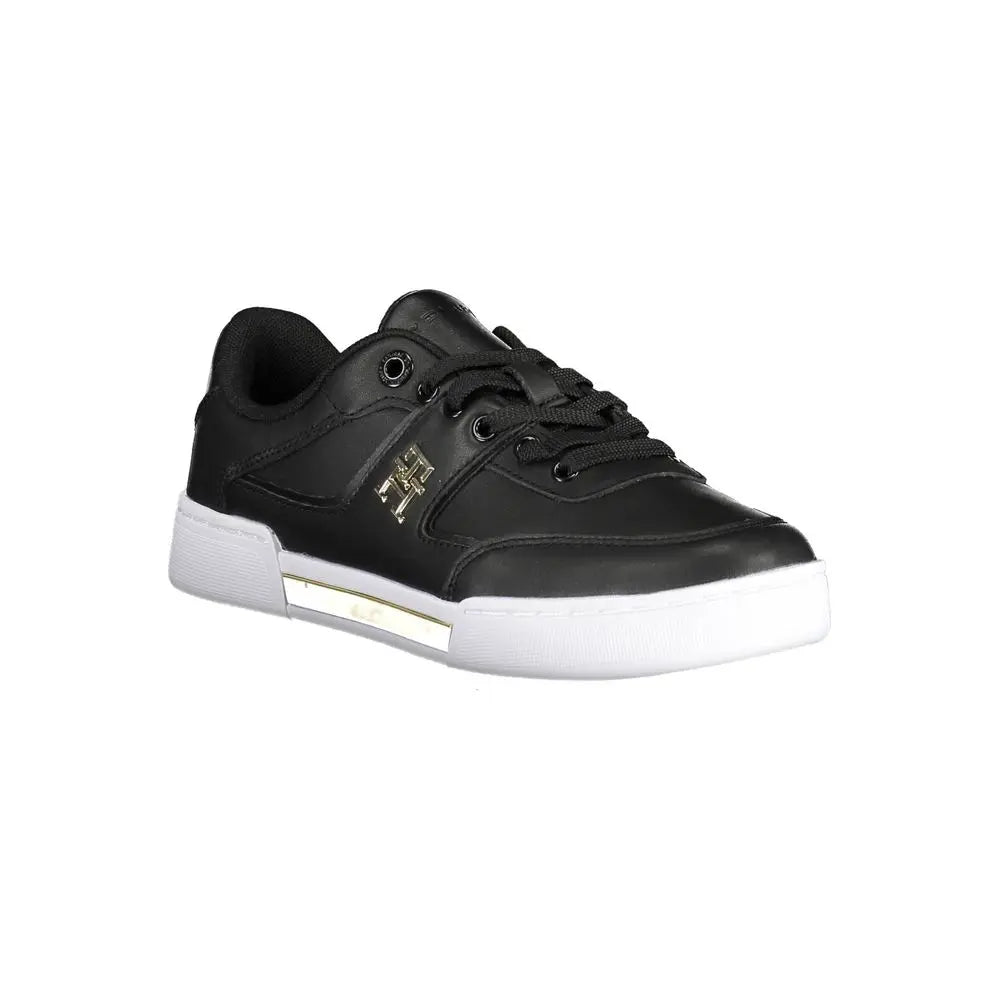 Black Leather Women Sneaker Tommy Hilfiger