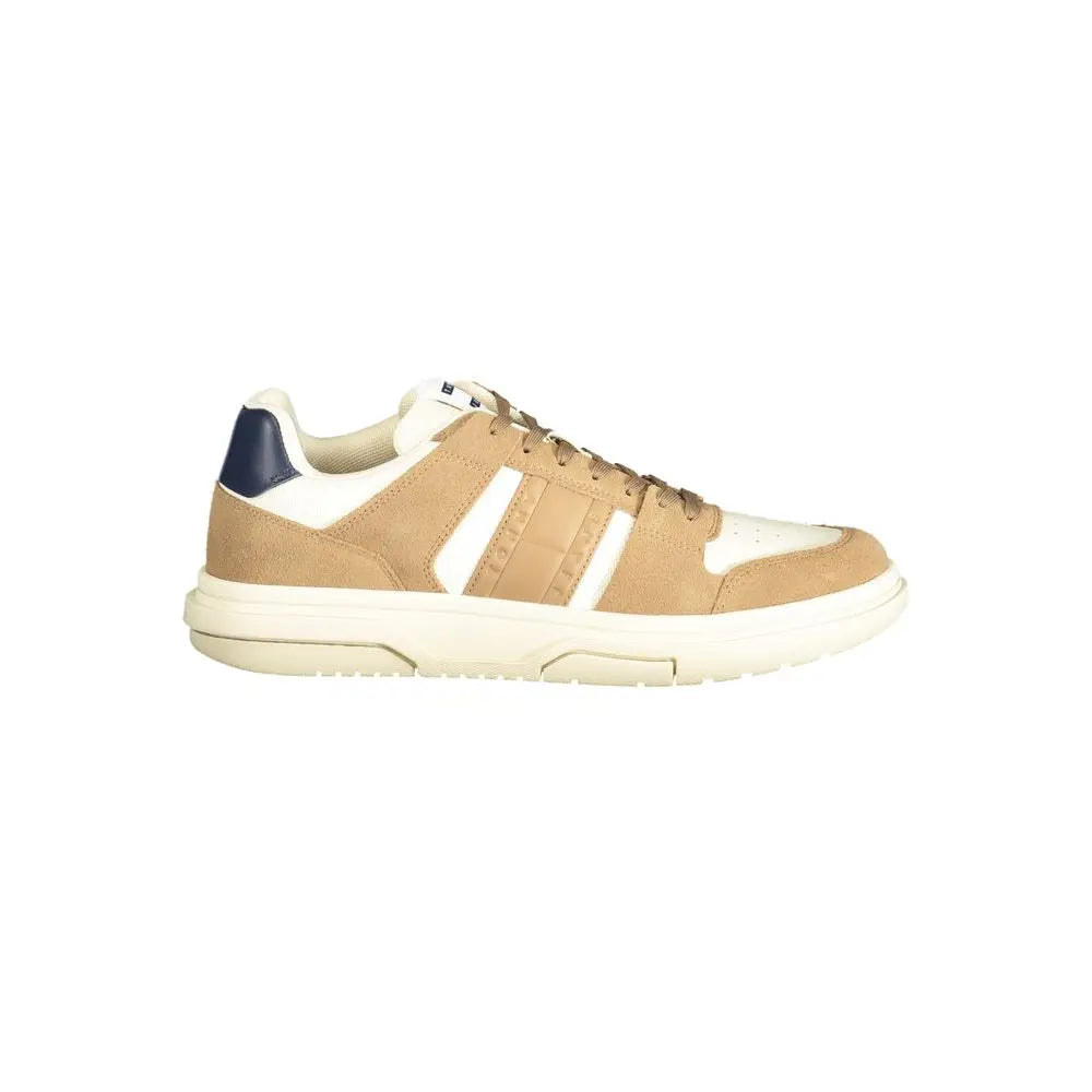 Beige Leather Men Sneaker Tommy Hilfiger