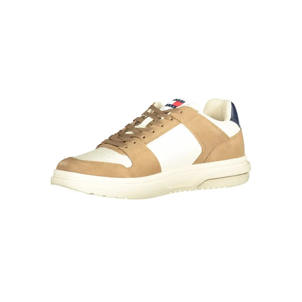 Beige Leather Men Sneaker Tommy Hilfiger
