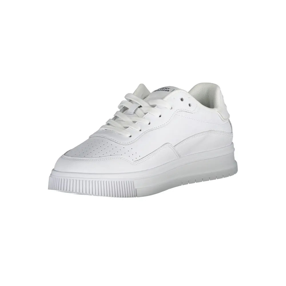 White Leather Men Sneaker Tommy Hilfiger