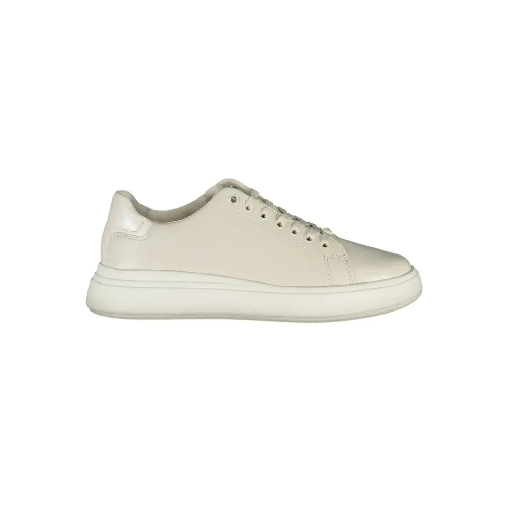Beige Leather Women Sneaker Calvin Klein