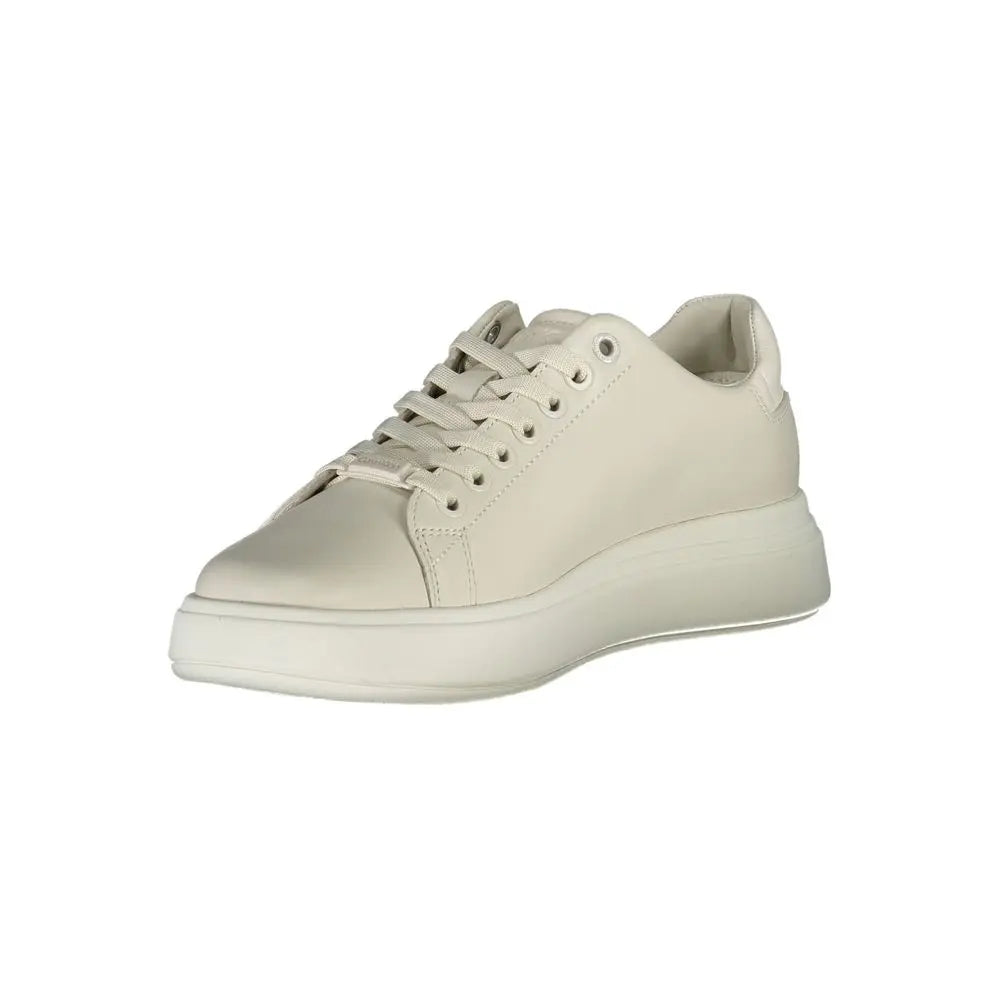 Beige Leather Women Sneaker Calvin Klein