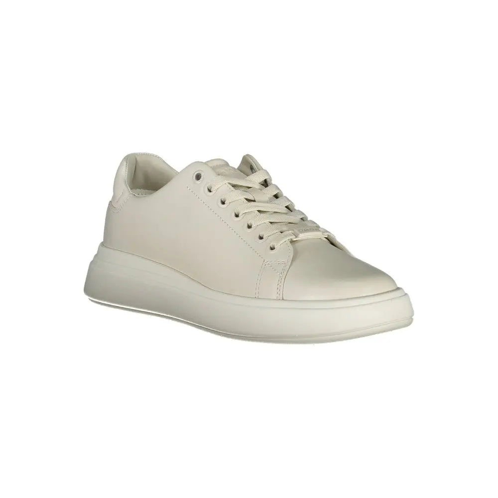 Beige Leather Women Sneaker Calvin Klein