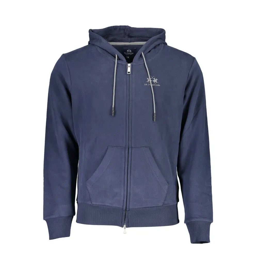 Blue Cotton Men's Hooded Sweater La Martina