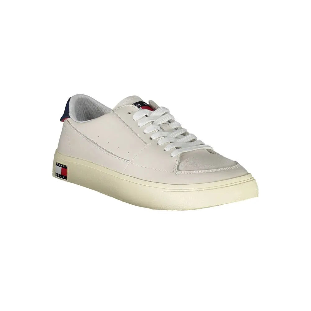 White Leather Men Sneaker Tommy Hilfiger