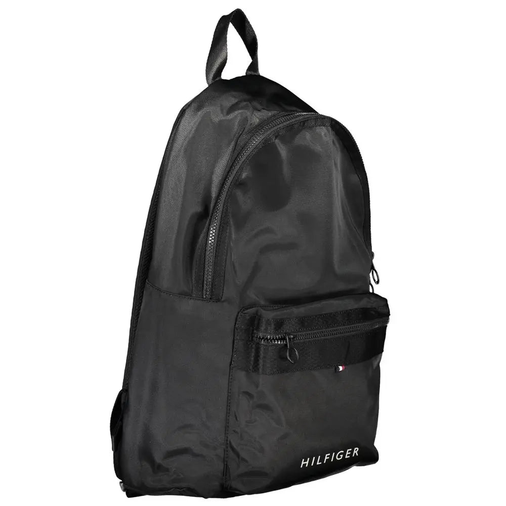 Black Polyester Men Backpack Tommy Hilfiger