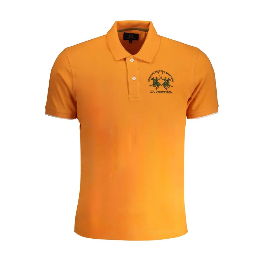 Arancione Cotton Men Polo La Martina