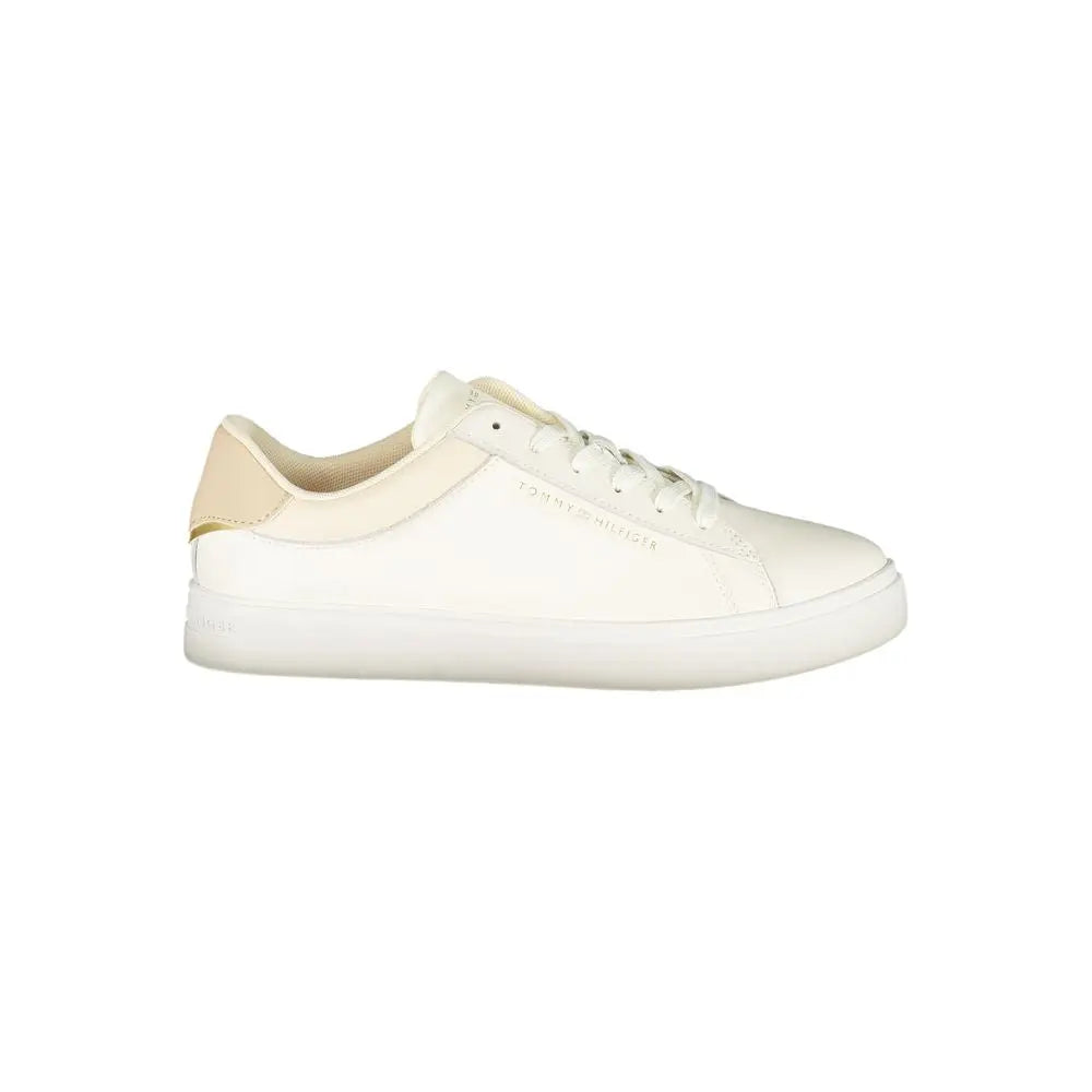 Beige Leather Women Sneaker Tommy Hilfiger