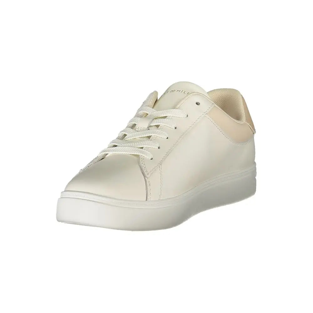 Beige Leather Women Sneaker Tommy Hilfiger