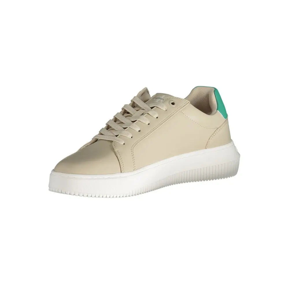 Beige Leather Men's Sneaker Calvin Klein
