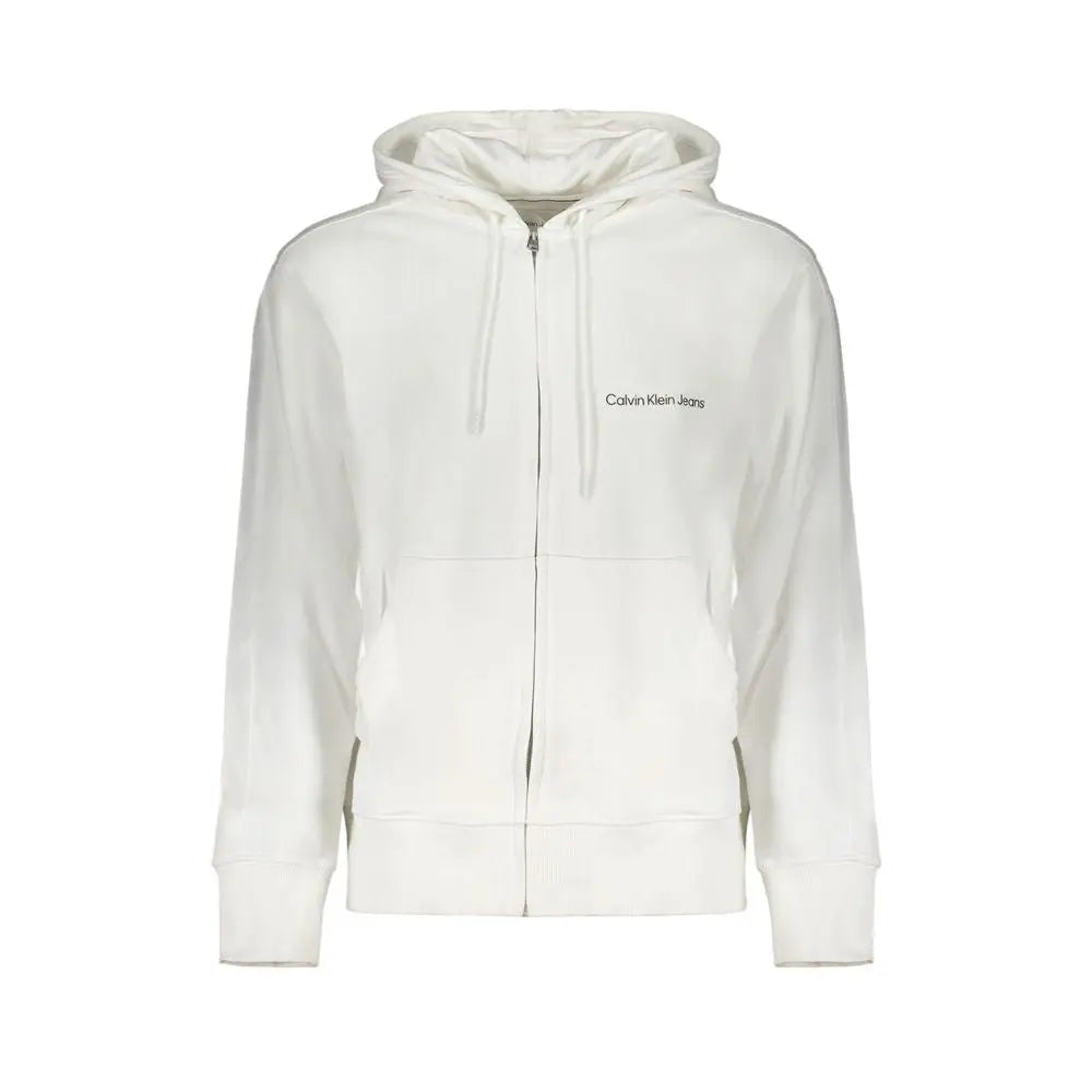 White Cotton Men's Hooded Sweater Calvin Klein