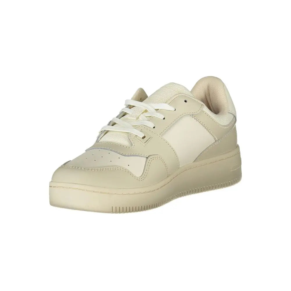Beige Leather Men Sneaker Tommy Hilfiger