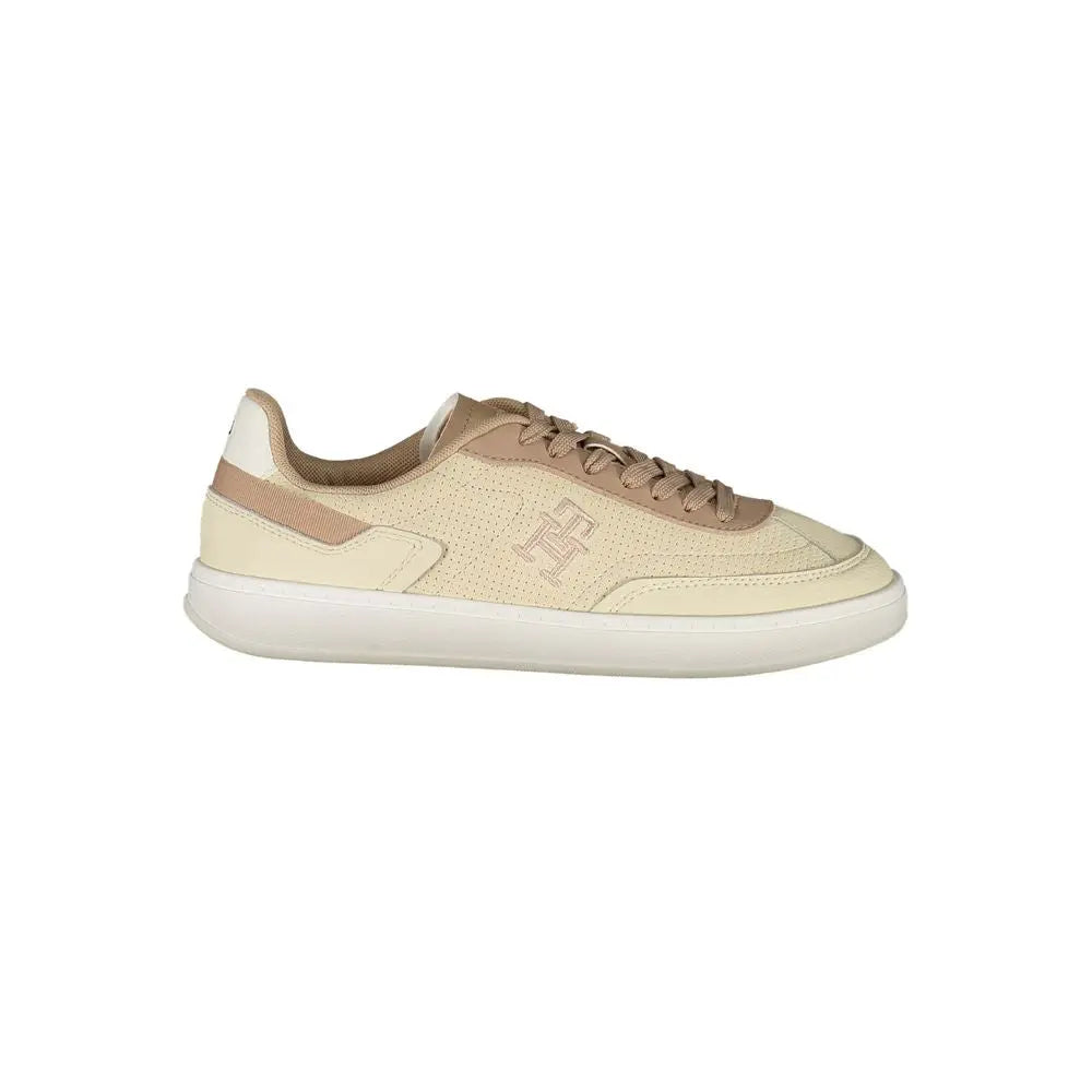 Beige Leather Women Sneaker Tommy Hilfiger