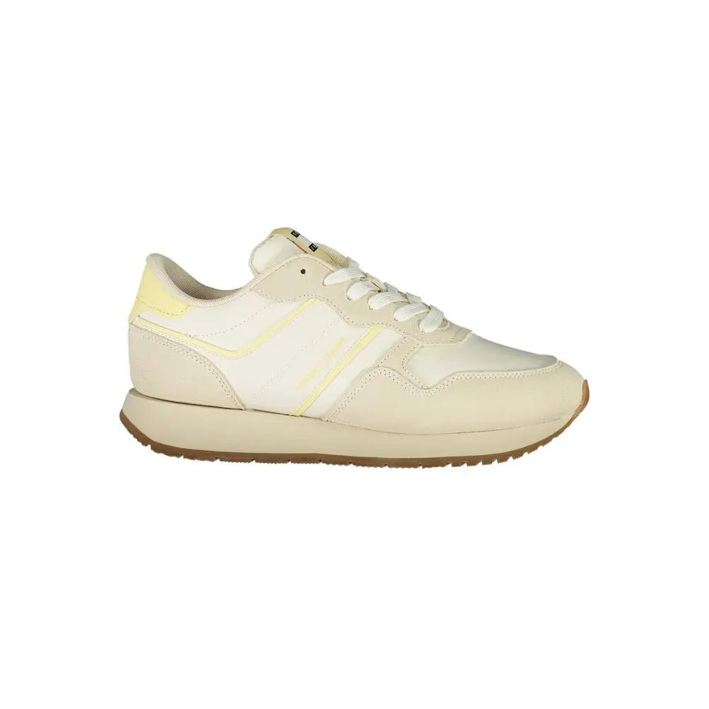 Beige Leather Women Sneaker Tommy Hilfiger