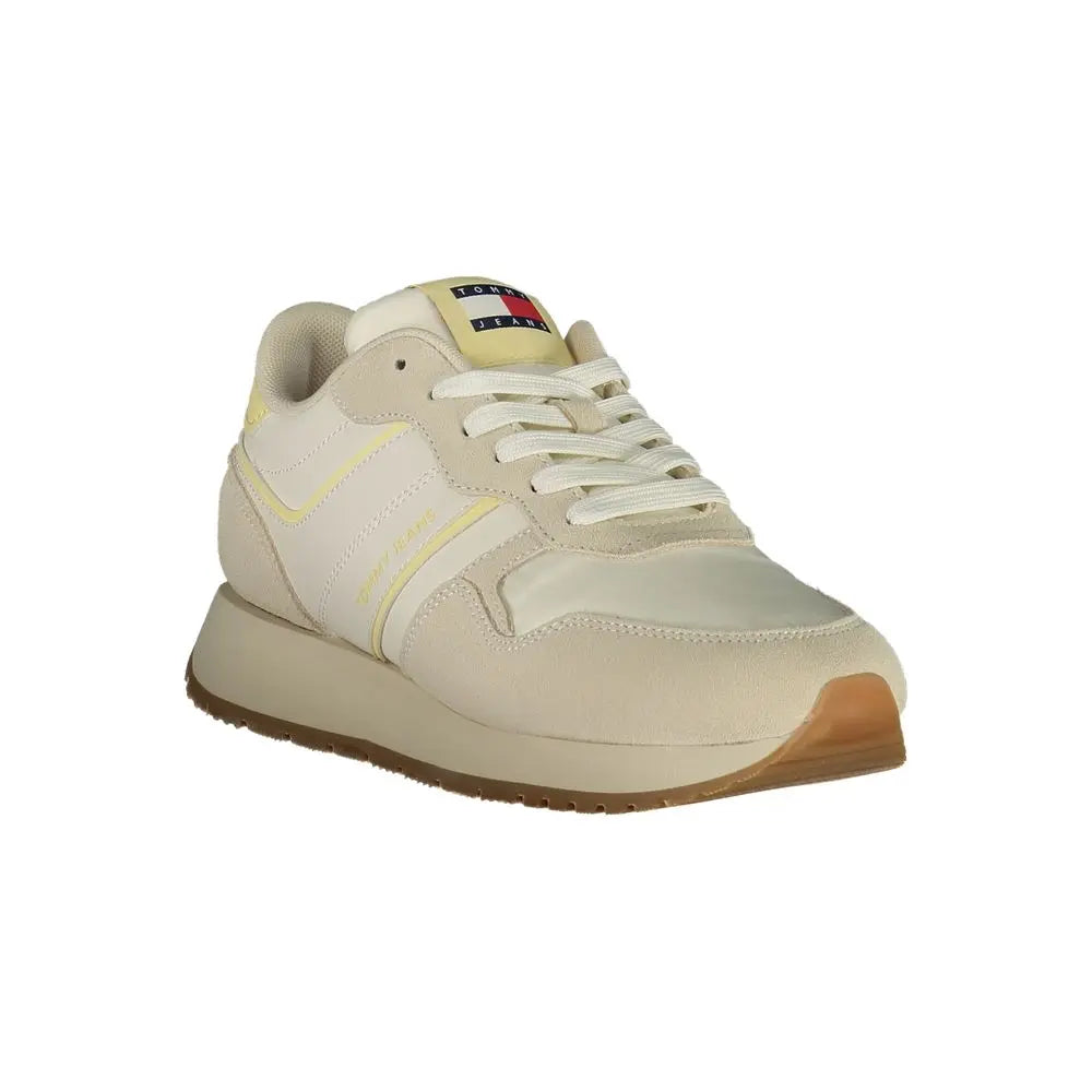 Beige Leather Women Sneaker Tommy Hilfiger