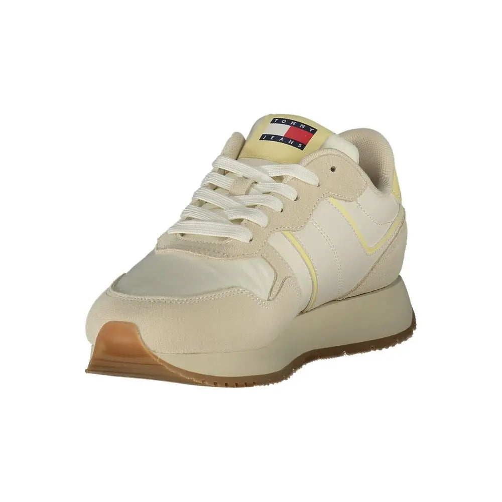 Beige Leather Women Sneaker Tommy Hilfiger