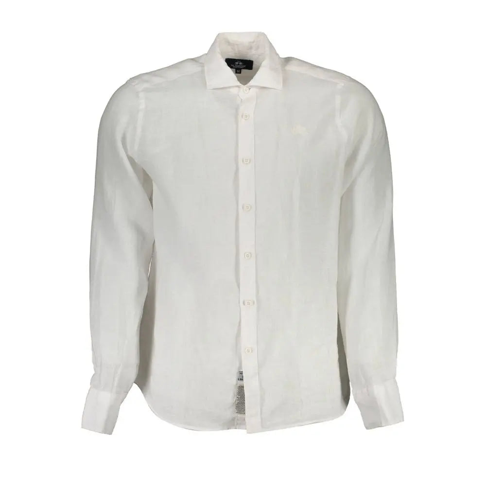 White Linen Men Shirt La Martina