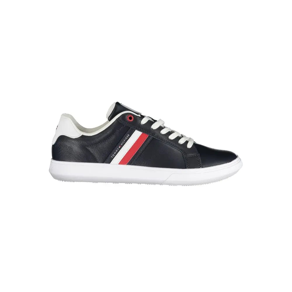 Sleek Blue Lace-Up Sneakers with Contrast Details Tommy Hilfiger