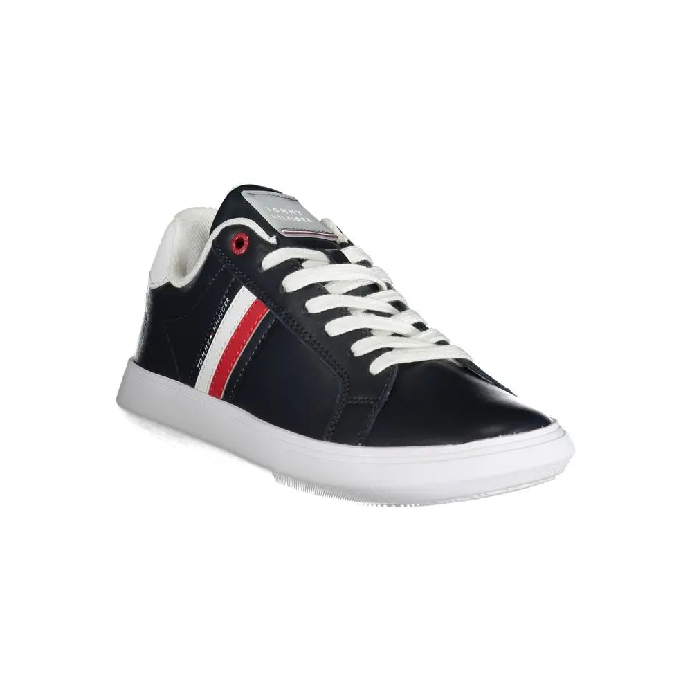 Sleek Blue Lace-Up Sneakers with Contrast Details Tommy Hilfiger