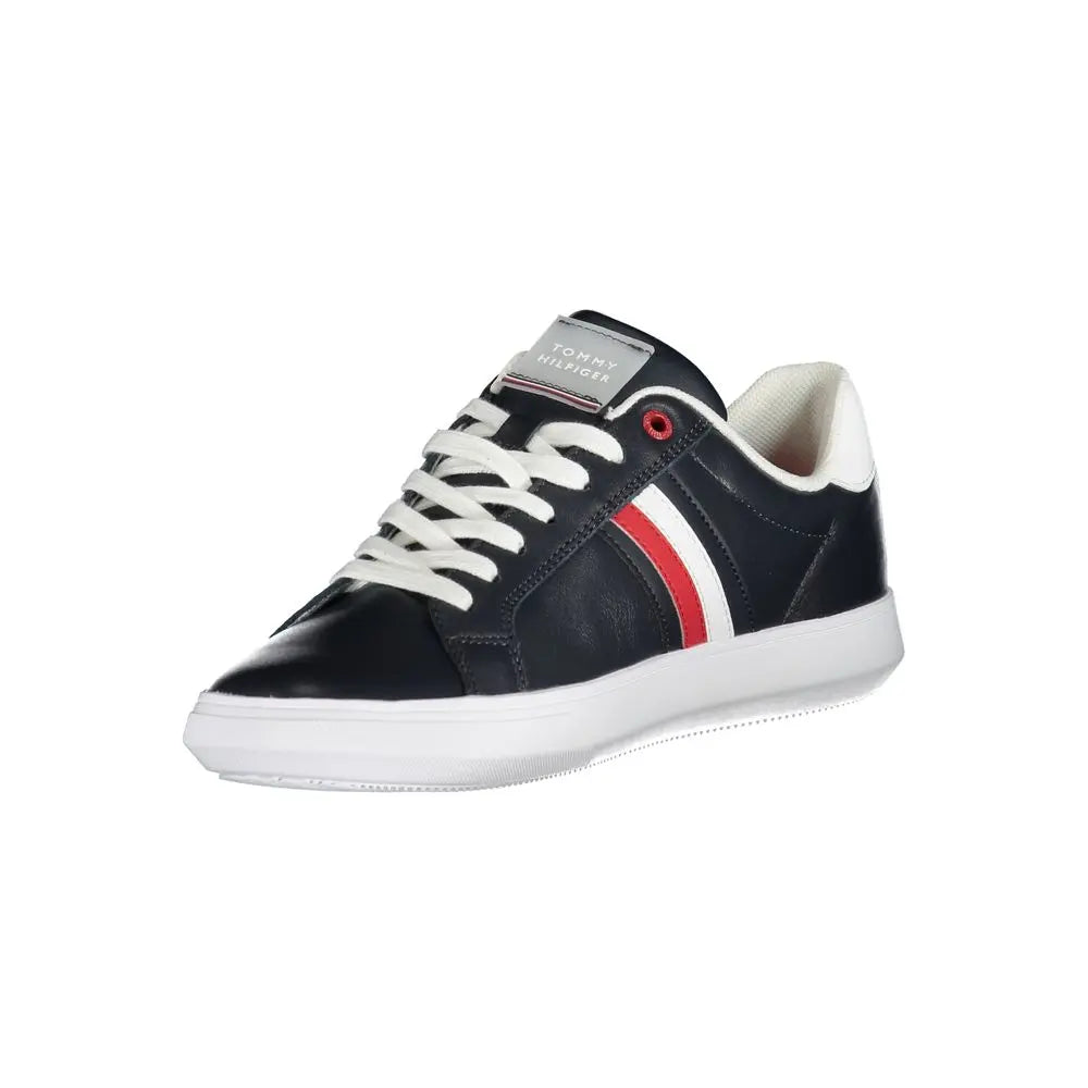 Sleek Blue Lace-Up Sneakers with Contrast Details Tommy Hilfiger