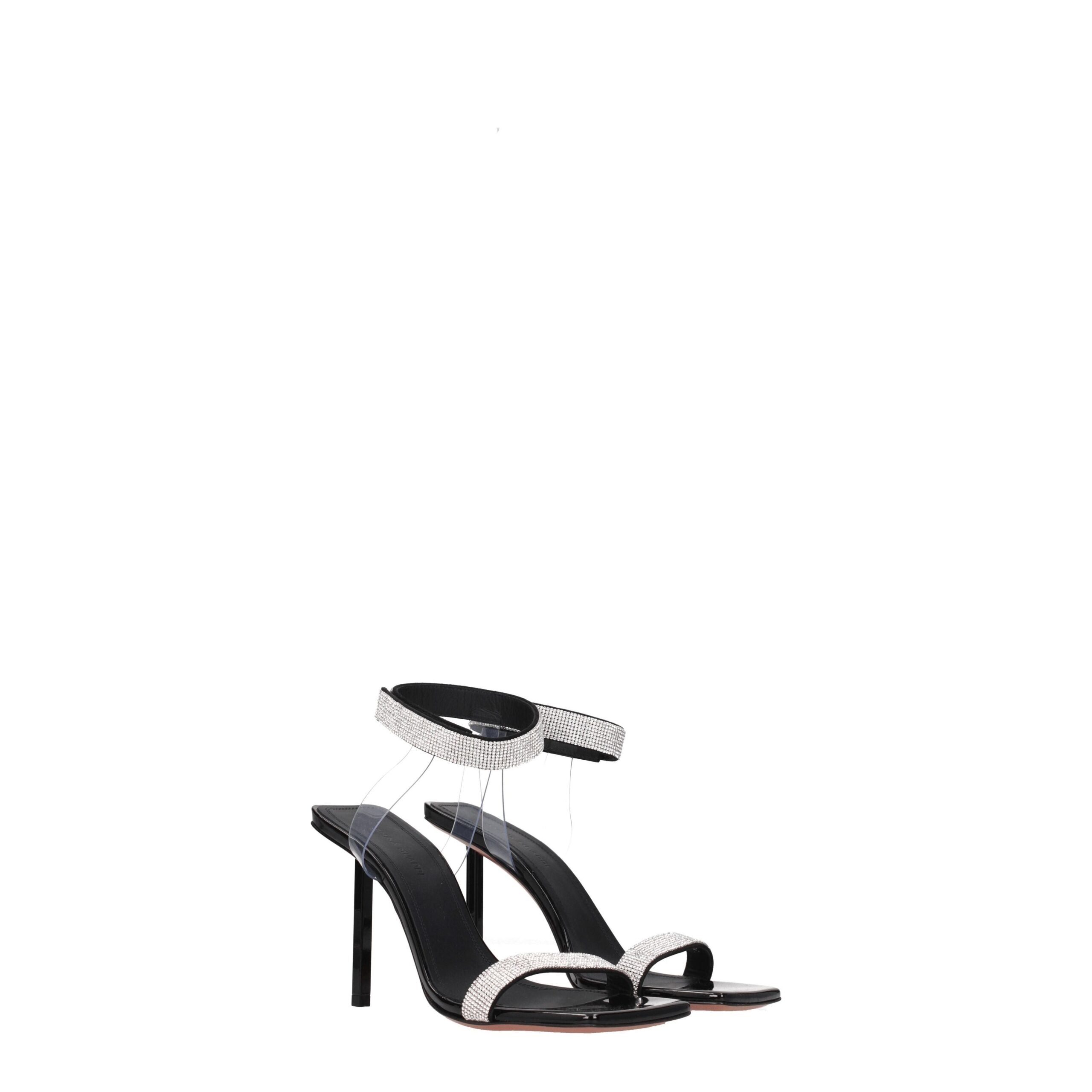 Black Crystals Stiletto Heel Sandals Amina Muaddi