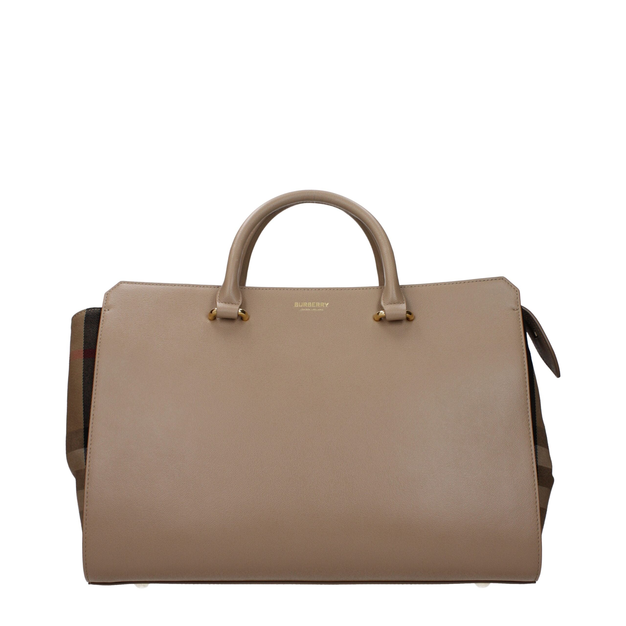 Beige Leather Handbag Burberry
