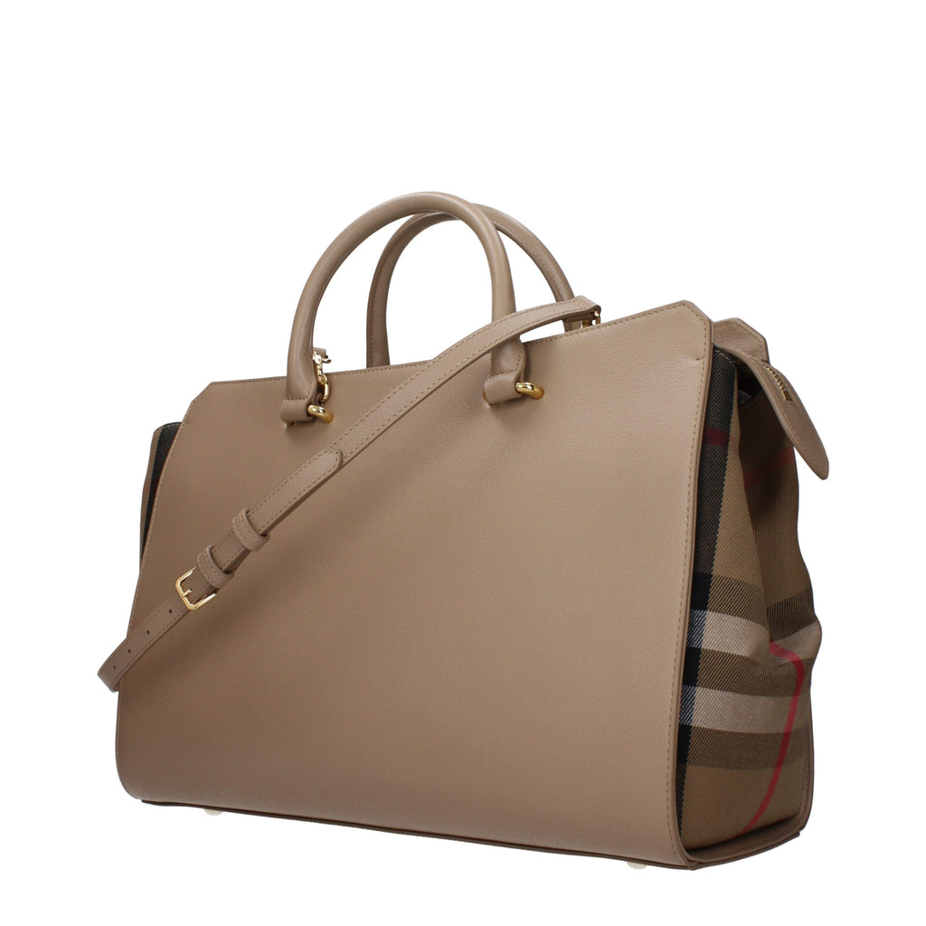 Beige Leather Handbag Burberry