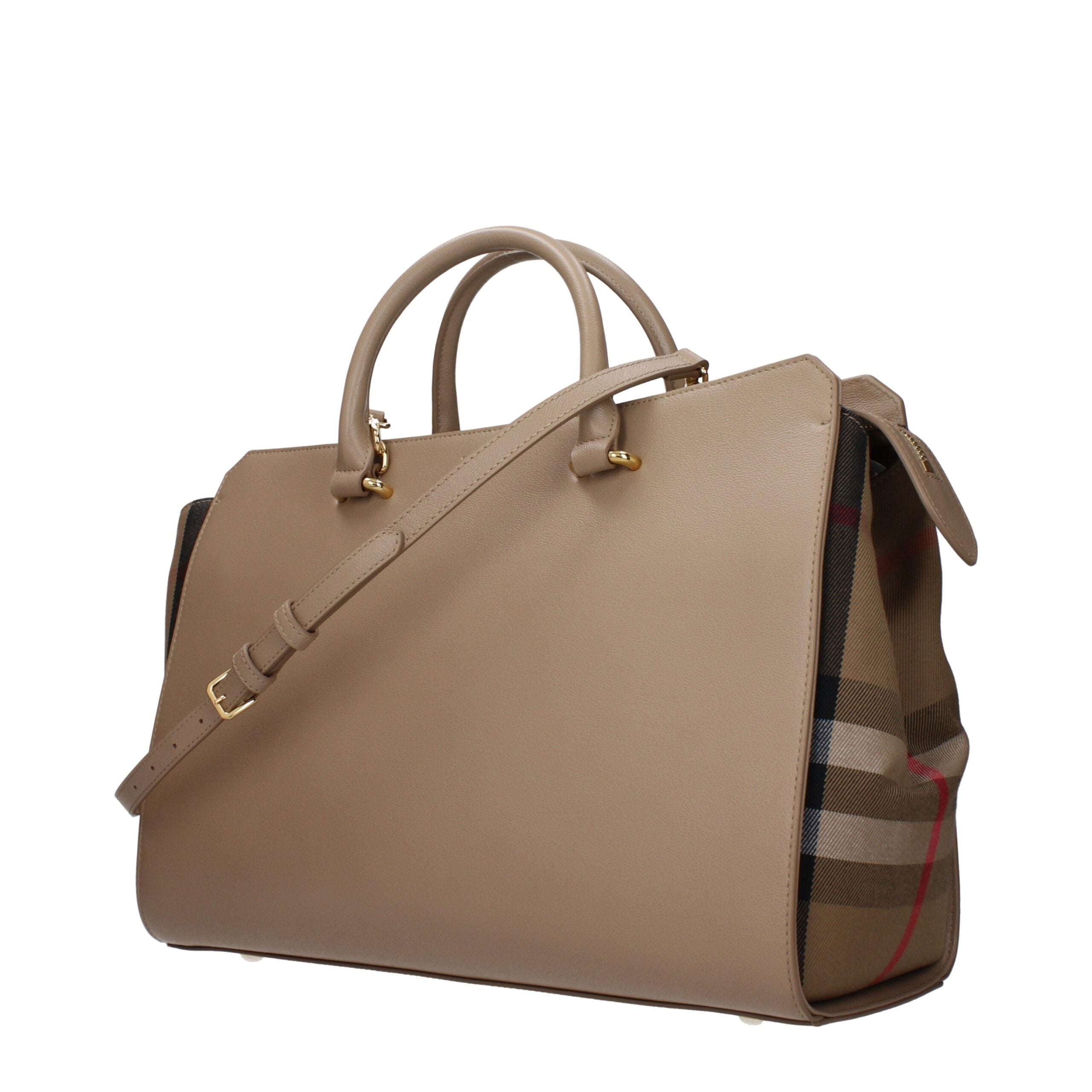 Beige Leather Handbag Burberry