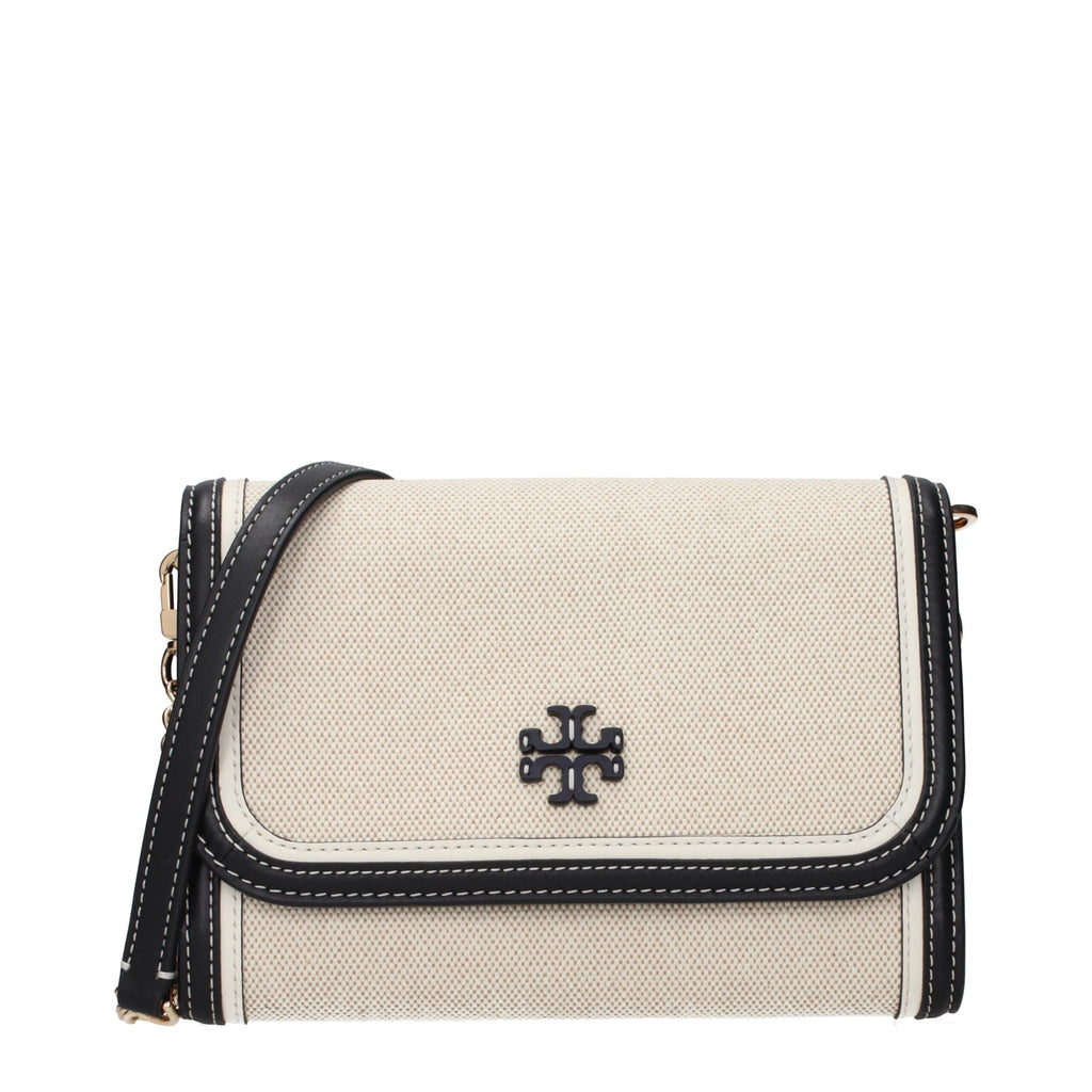 Beige Fabric Clutch Bag Tory Burch