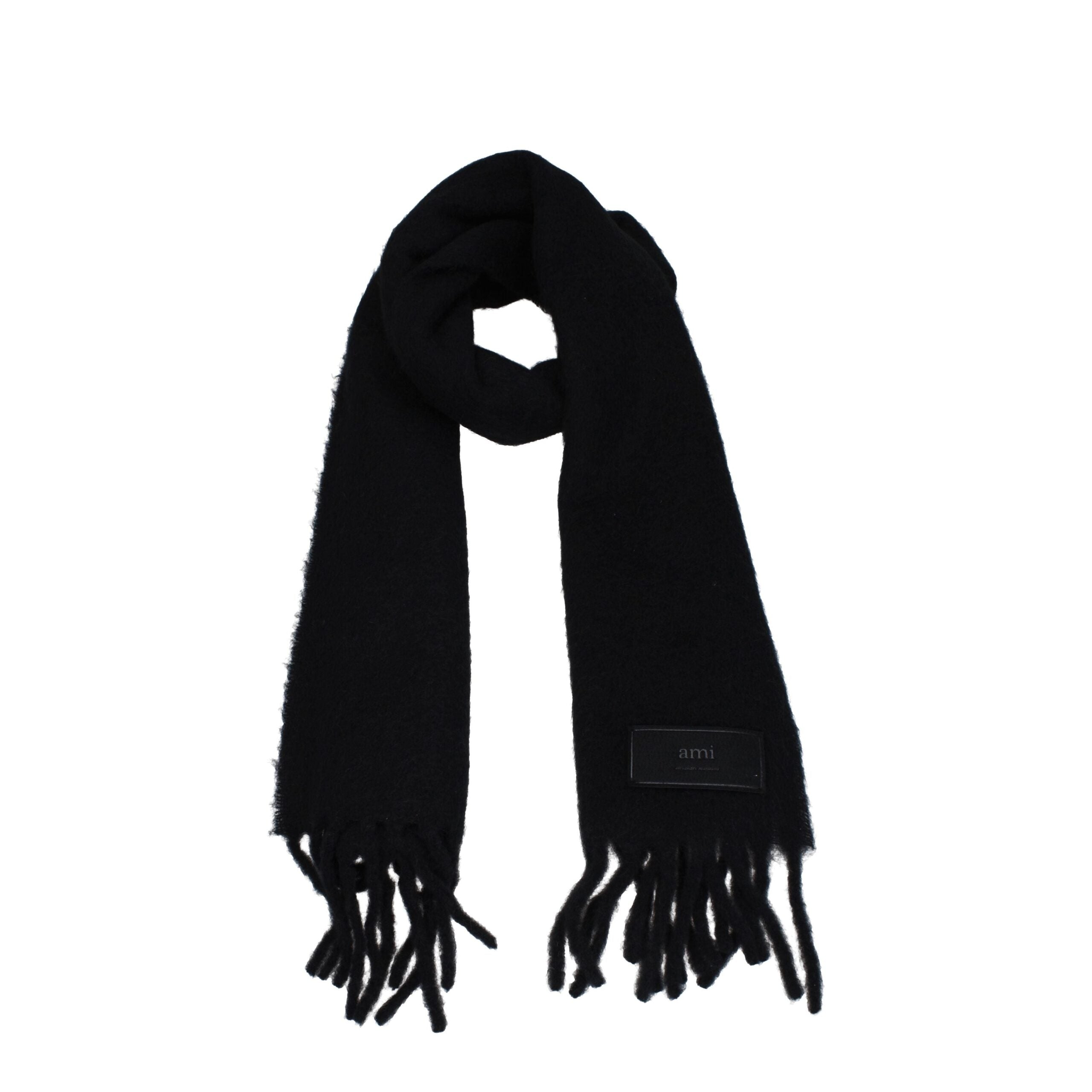 Black Leather Scarf Ami Paris