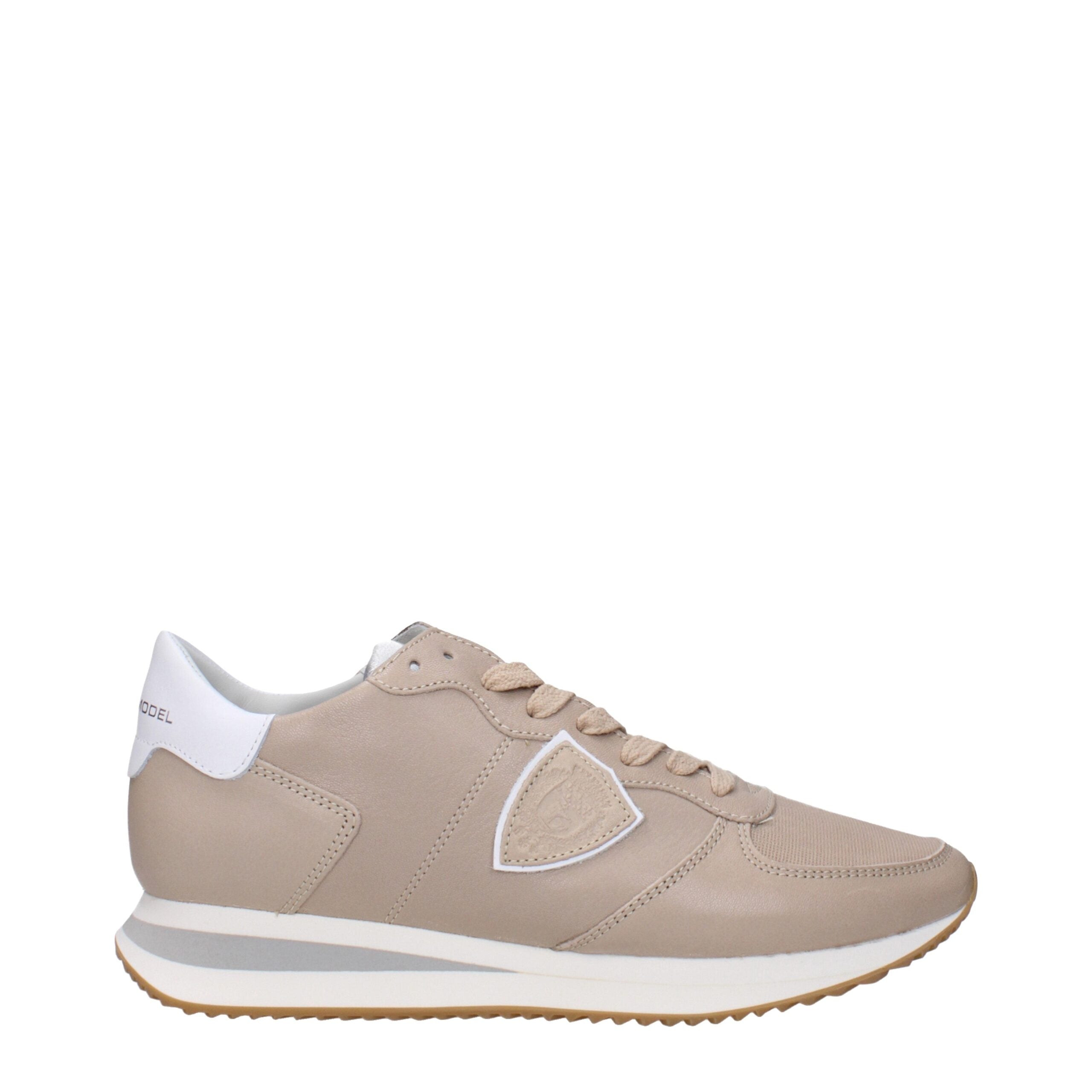Beige Leather Low Top Sneakers Philippe Model
