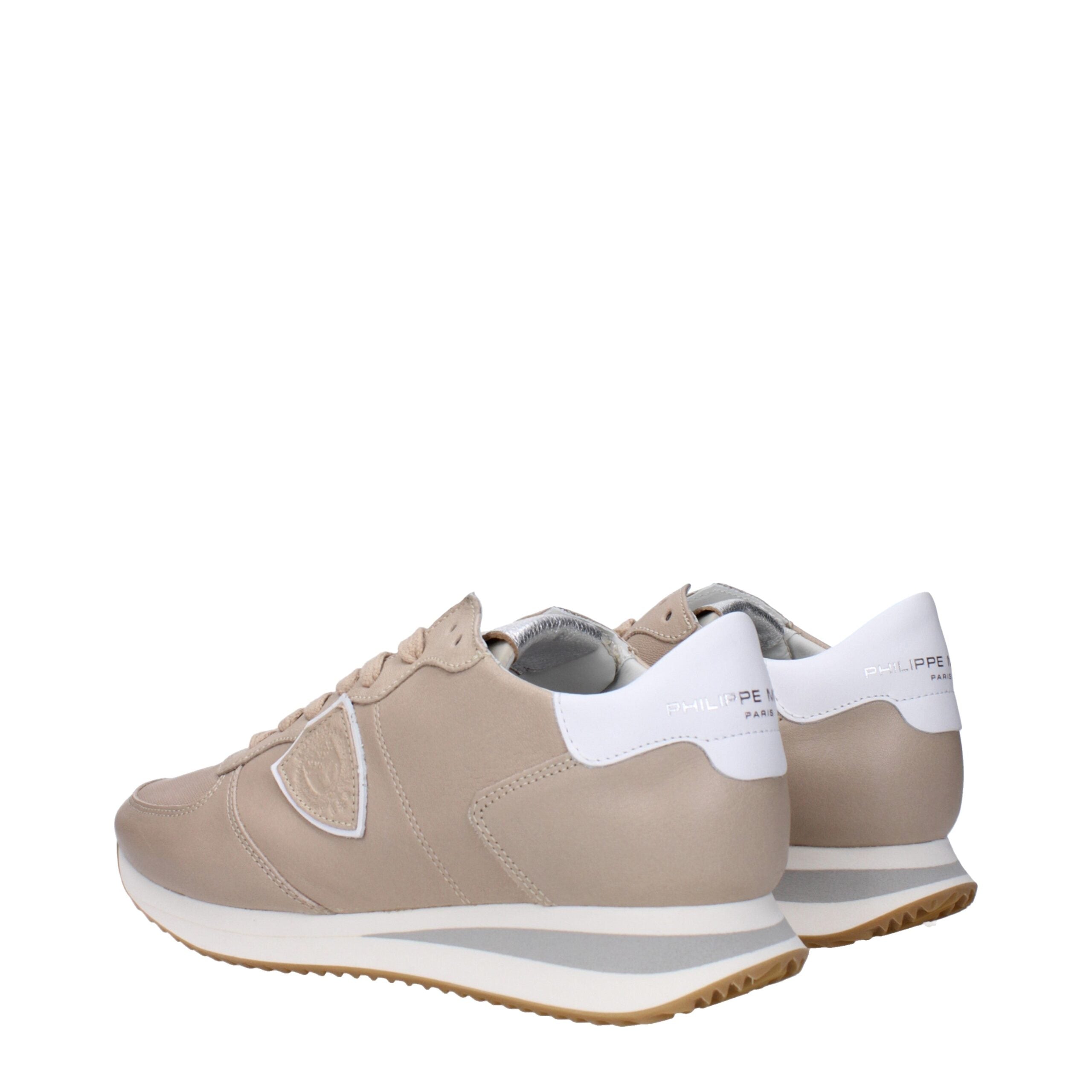 Beige Leather Low Top Sneakers Philippe Model