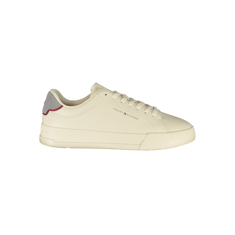 Beige Leather Men Sneaker Tommy Hilfiger