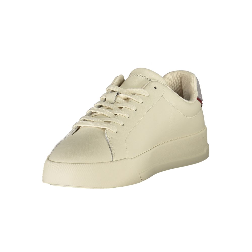 Beige Leather Men Sneaker Tommy Hilfiger