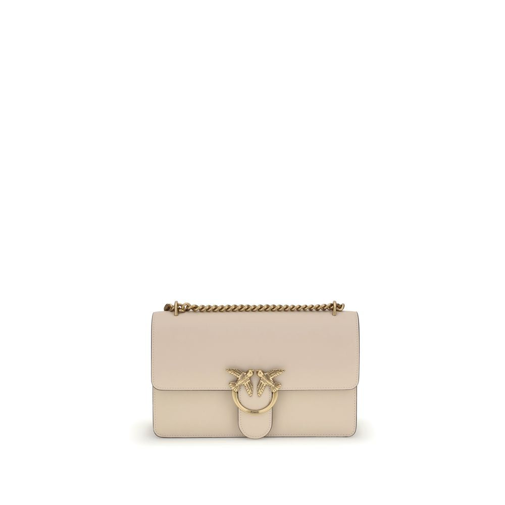 Beige Calf Leather Bos Taurus Shoulder Bag PINKO