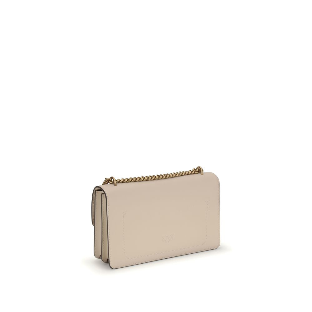 Beige Calf Leather Bos Taurus Shoulder Bag PINKO