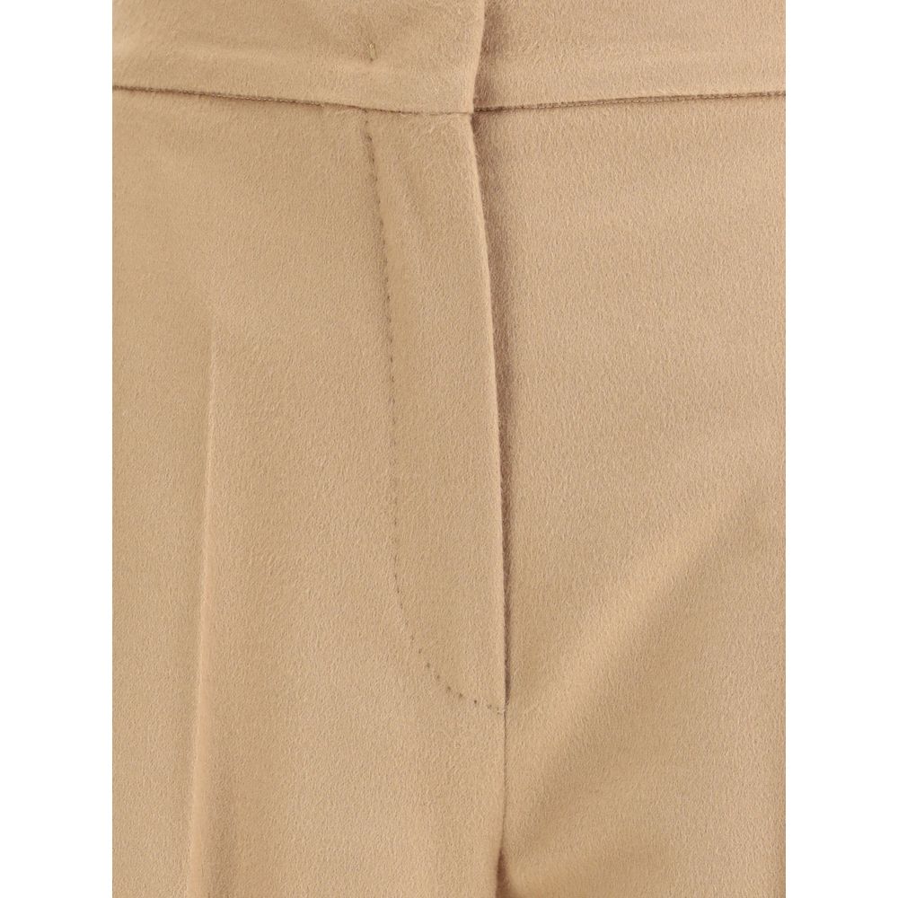 Beige Fleece Wool Casual Pants Max Mara