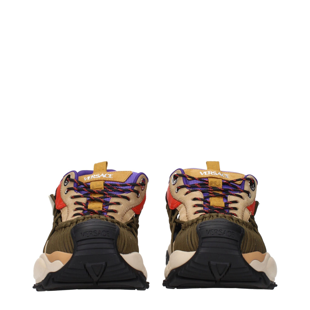 Beige Leather Athletic Sneakers Versace